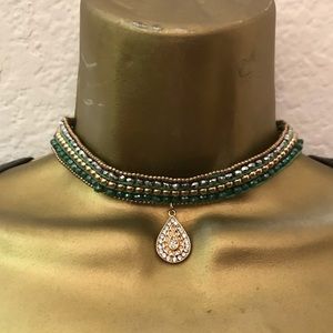 NEW bohemian beaded choker with teardrop charm